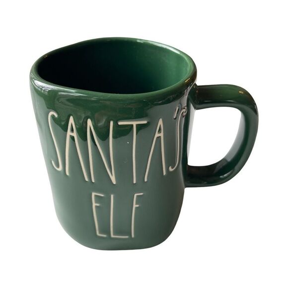 Rae Dunn Christmas SANTA'S ELF Mug with Figural Topper Lid Green Ceramic NIP - Picture 3 of 13